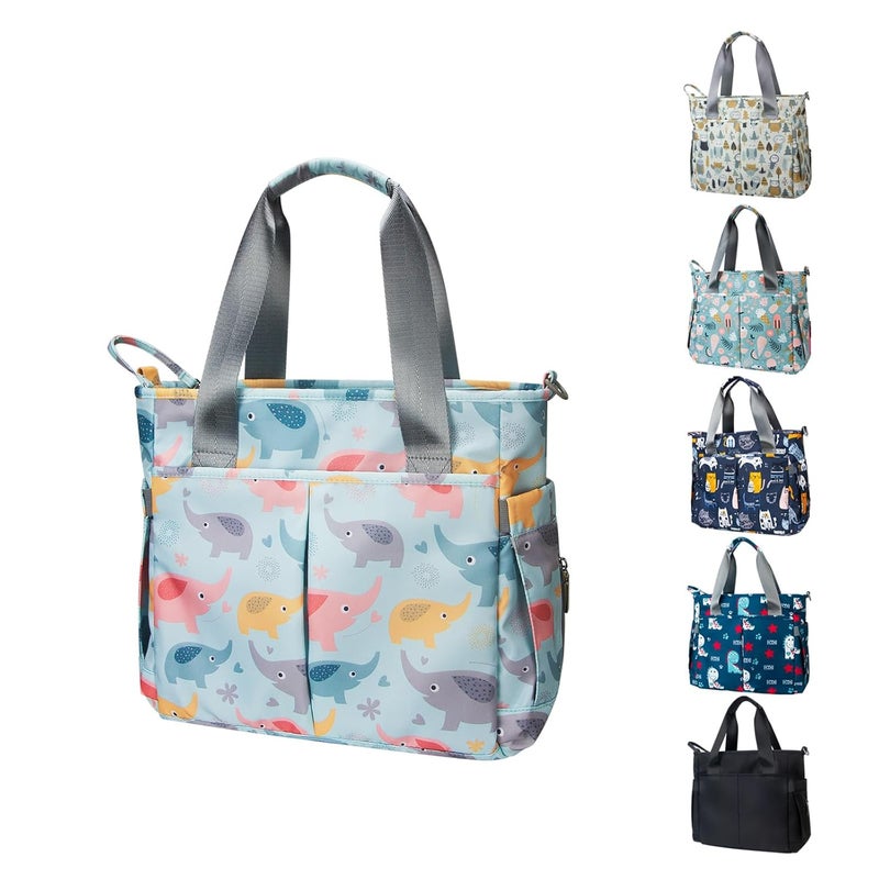 PHEBEN Store Diaper Bag Tote Satchel Waterproof Messenger Baby Diaper Bags for Mom and Dad Multifunction Medium Travel Tote Bags (Blue Elephant) - Image 1